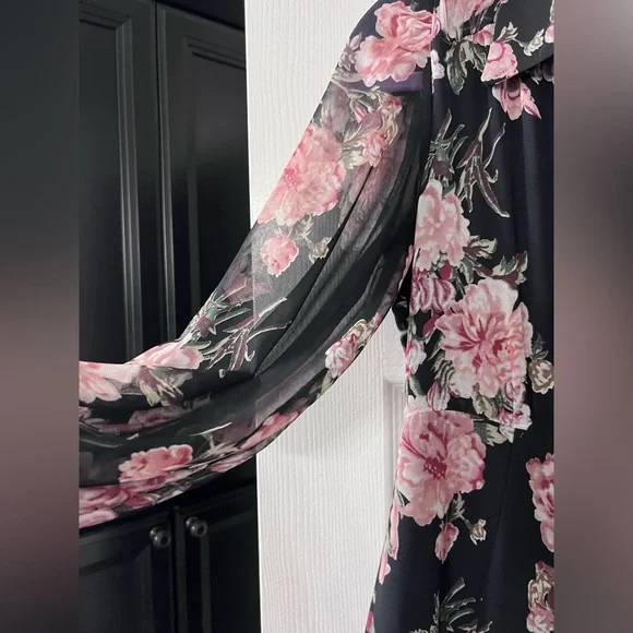 Bardot Floral Print Long Sleeve Chiffon Dress size 6 - Picture 10 of 13